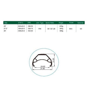Llanta DISC BULL 26" 32H Schrader Con Ojetillos
