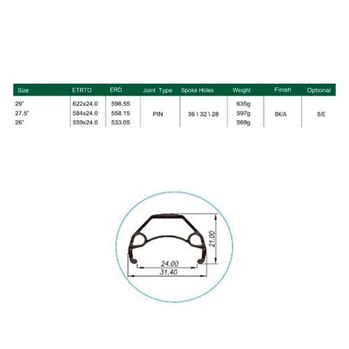 Llanta DISC BULL 26" 32H Schrader Con Ojetillos